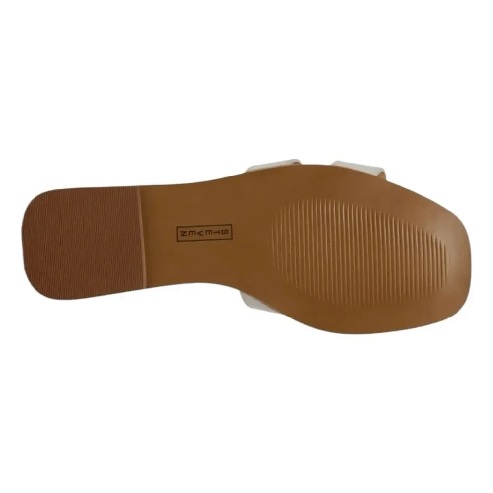 Steve Madden Hayden Sandals White Leather Flats 8.5 - Picture 5 of 9